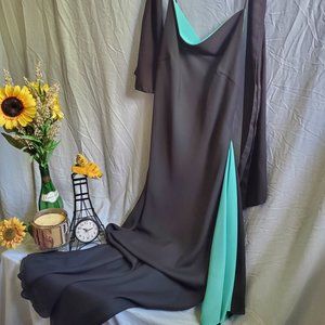 Thea Dora Gown. Black and Teal Size Medium